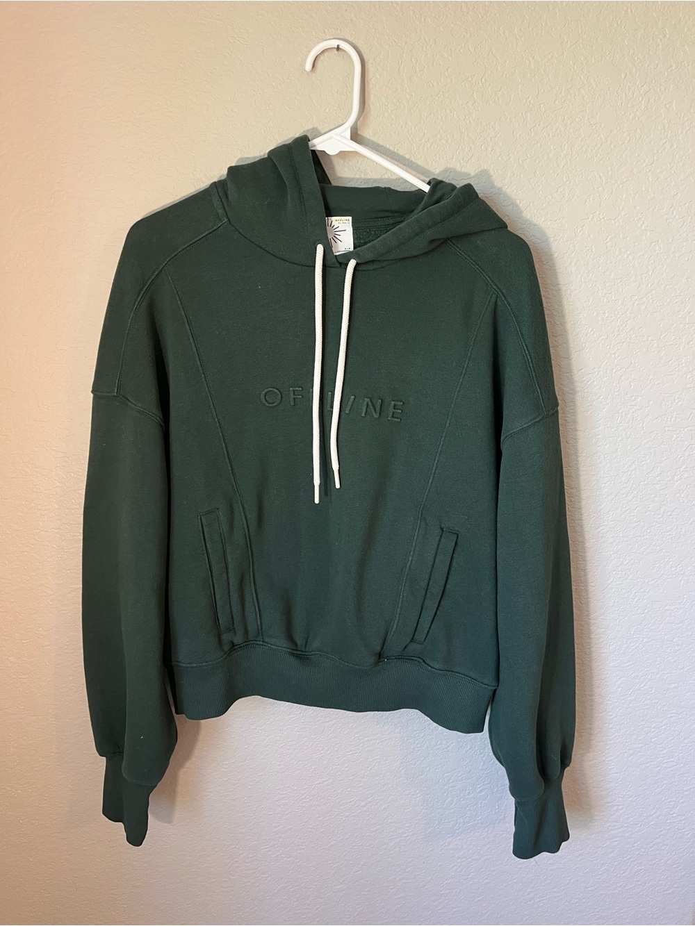 OFFLINE by Aerie Forest Green Oversized Fleece Hoodie Sweatshirt S/P